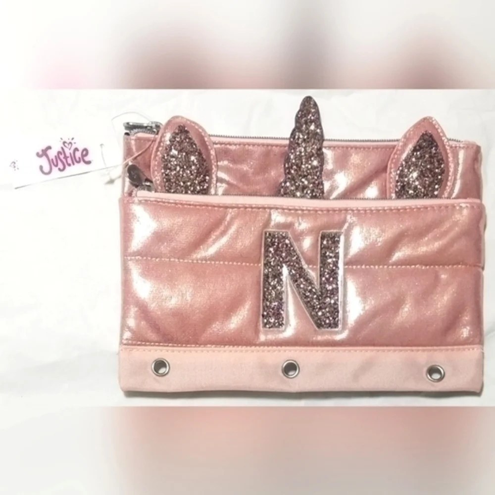 Justice Unicorn Initial N Binder Pencil Case